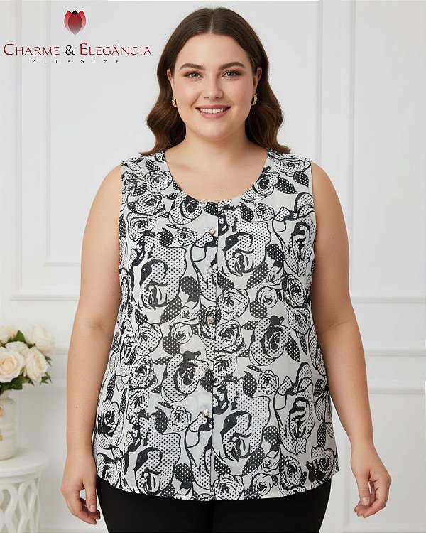 Blusa Estampada em Chiffon - Ref 52.42