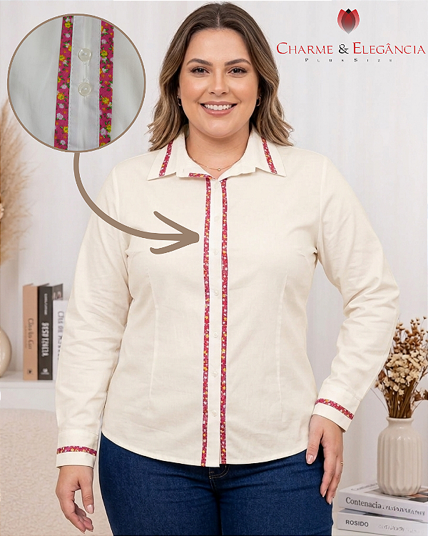 Camisa Tradicional Feminina em Tricoline com Elastano - Ref 53.74