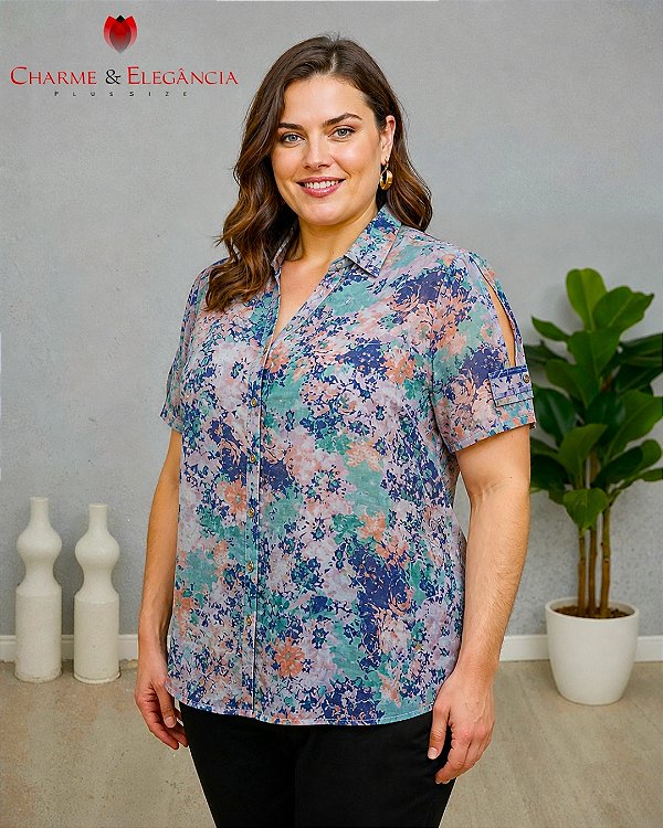 Camisa Listrada em Chiffon - Ref 52.45