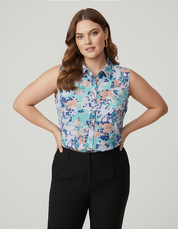 Camisa de Chiffon Estampada - Ref 50.125