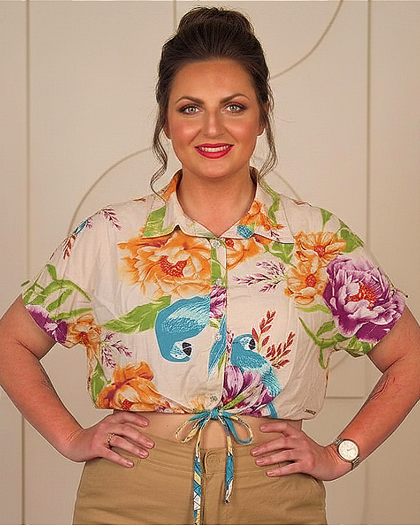 Camisa Estilo Cropped de Viscose Estampado - Ref 72.208