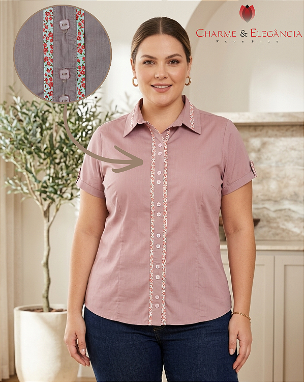 Camisa Básica de Tricoline com Elastano- Ref 53.04