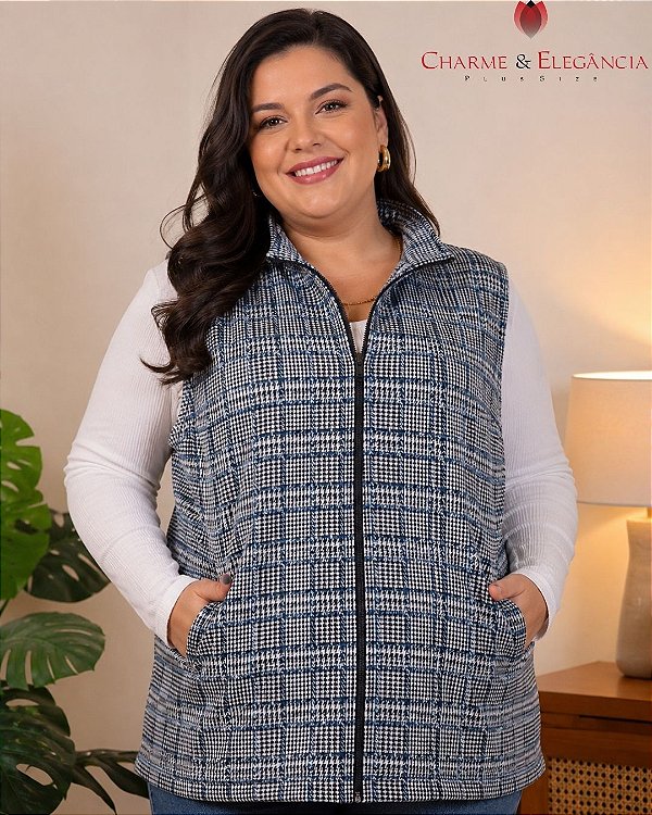Colete Xadrez em Jacquard - Ref 63.404