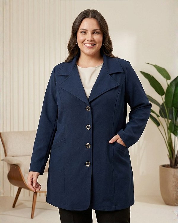 Blazer de Malha Body Fit Alongado - Ref. 73.415