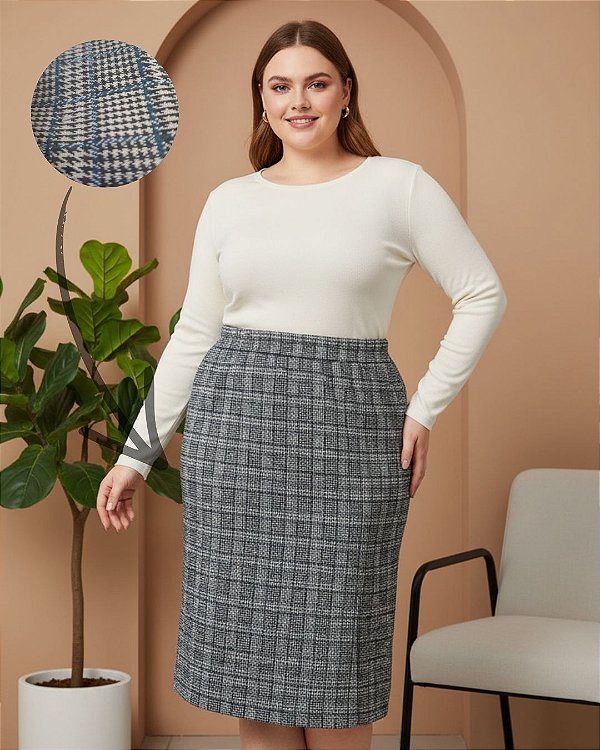 Saia Feminina de Malha Jacquard - Ref 00.14