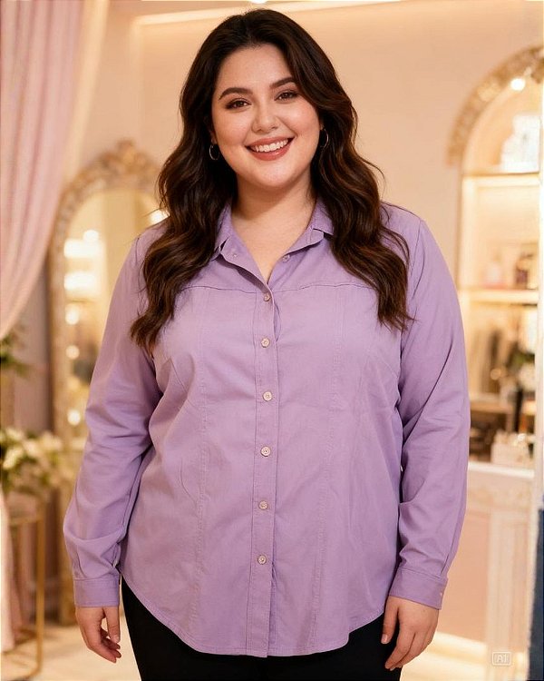Camisa Feminina Tradicional De Tricoline Ibiza Com Elastano Ref 71.202