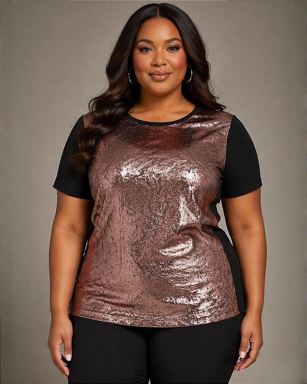 Blusa De Viscolycra Com Detalhes Texturizados Na Frente - Ref 00.16
