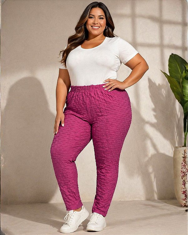 Calça Feminina de Malha Fit Texture com Elástico na Cintura - Ref 00.19