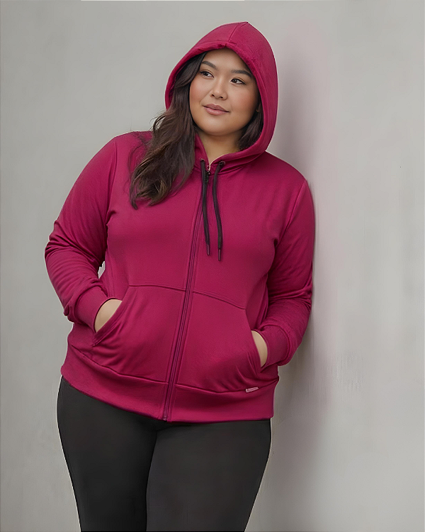 Jaqueta Feminina de Moletom Três Cabos com Capuz - Ref 77.430