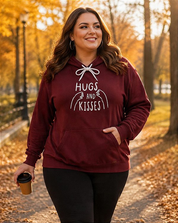 Blusão Feminino Canguru De Moletom Três Cabos Fleece Com Estampa Ref 73.38