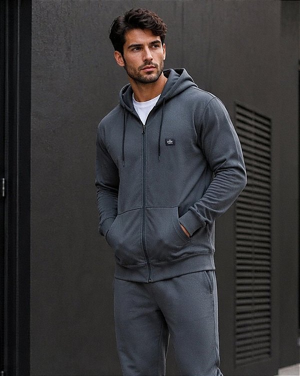 Jaqueta Masculina De Malha Double Com Capuz e Bolso Canguru Ref 36.403