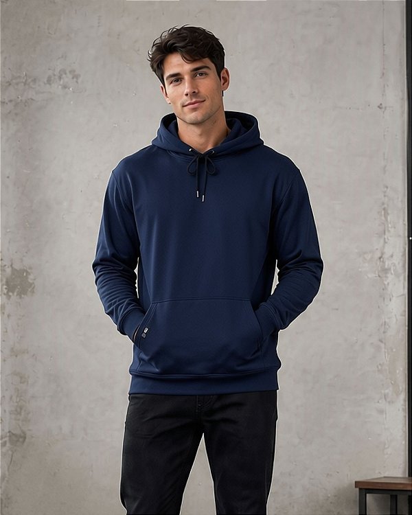Blusão Masculino De Malha Double Com Capuz e Bolso Canguru Ref 38.11