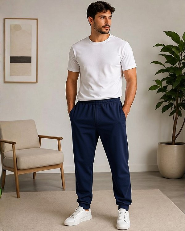 Calça Masc. de Moletom Dois Cabos Austral com Perna Reta - Ref 38.112