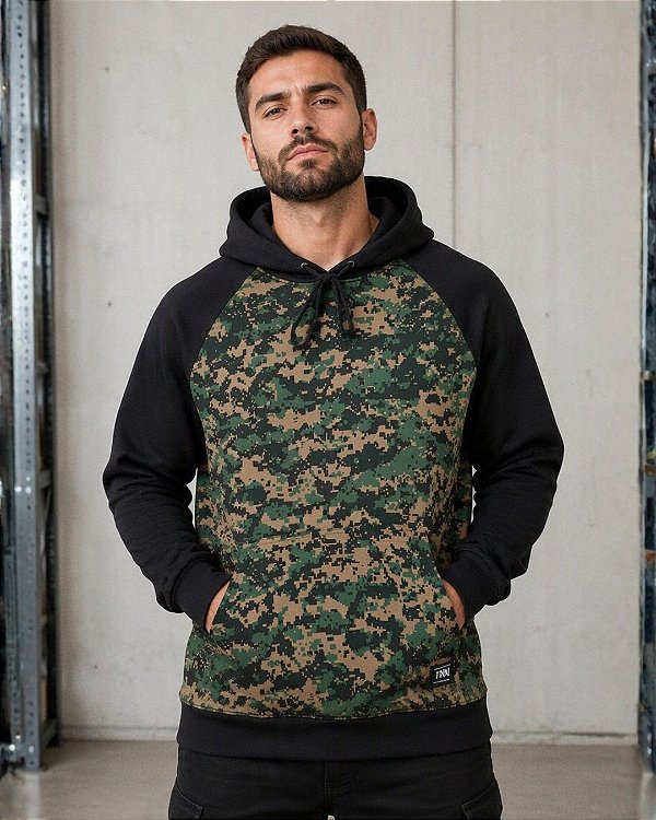 Blusão Canguru Masculino Camuflado com Manga Raglan - Ref 30.00