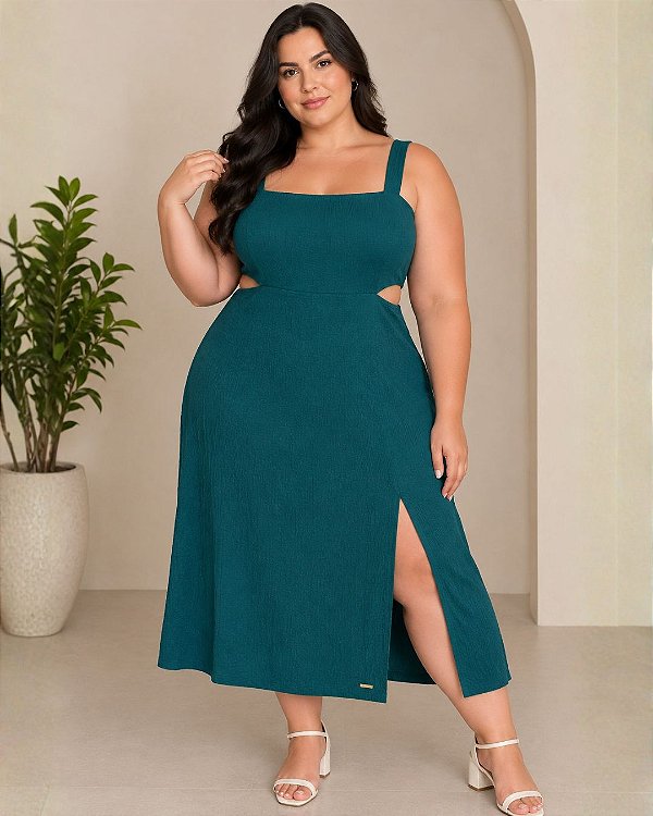 Vestido Feminino Midi De Malha Canelada Confort Ref 74.346