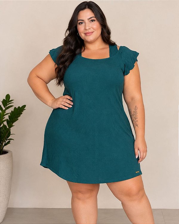Vestido Curto De Malha Canelada Com Abertura Nos Ombros Ref 72.334