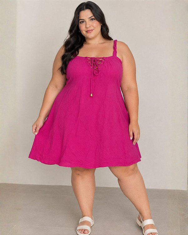 Vestido Curto Fem. de Viscocrepe com Amarração no Decote - Ref 74.313
