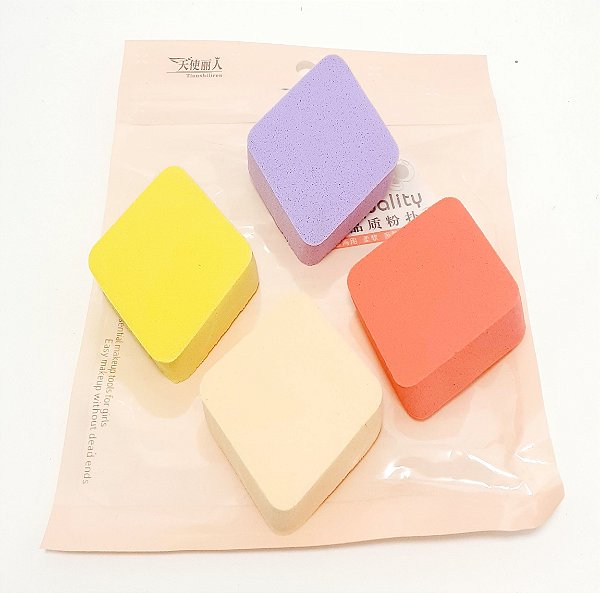 Embalagem Com 4 Esponjas Para Maquiagem - Losango Colorido