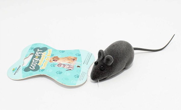 Ratinho Mordedor Pequeno Para Pets De Borracha - Cinza