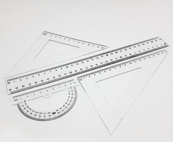 Kit Com 4 Réguas Geométricas Para Desenhos de 1° Grau - Cor E Arte