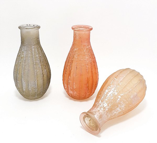 Vaso Decorativo De Vidro Com Relevo Externo Jateado - Colorido