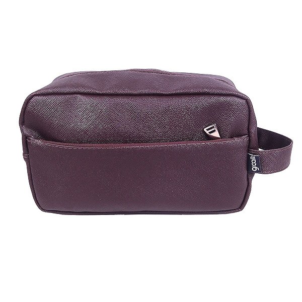 Necessaire Masculina Executiva Couro Marrom Terra Queimada