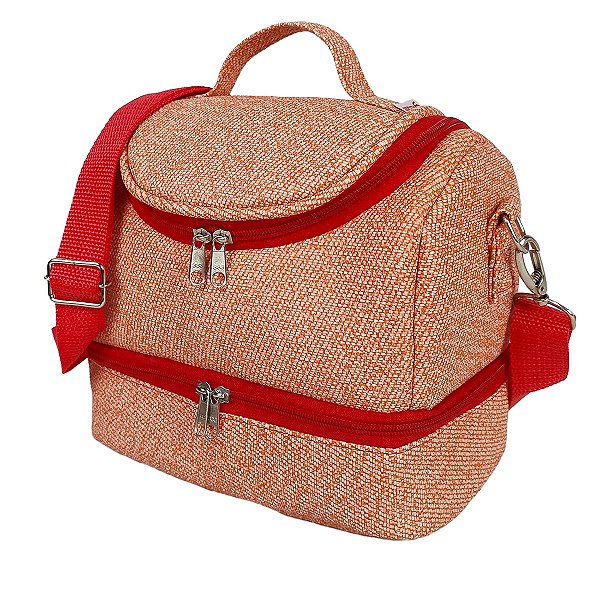 Lancheira Térmica com 2 Compartimentos Marmita Vermelho Mesclado