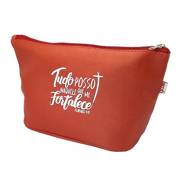 Necessaire Frases Religiosas Fundo Oval Tudo Posso Naquele