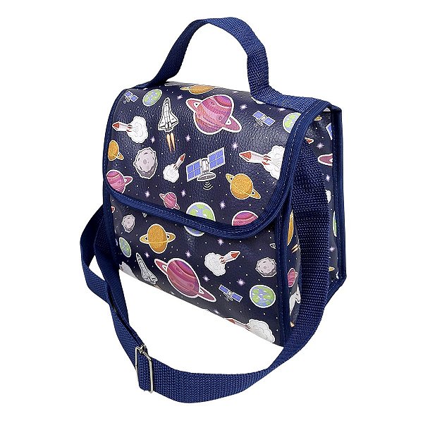 Lancheira com Aba e alça de ombro Espaço Sideral