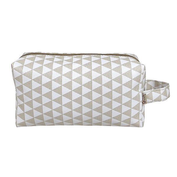 Necessaire Retangular Grande Triângulo Bege