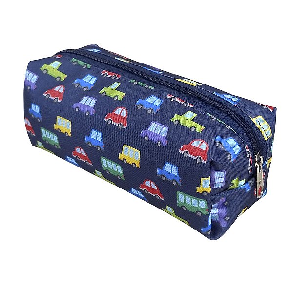 Estojo Escolar Simples G Carrinhos Azul