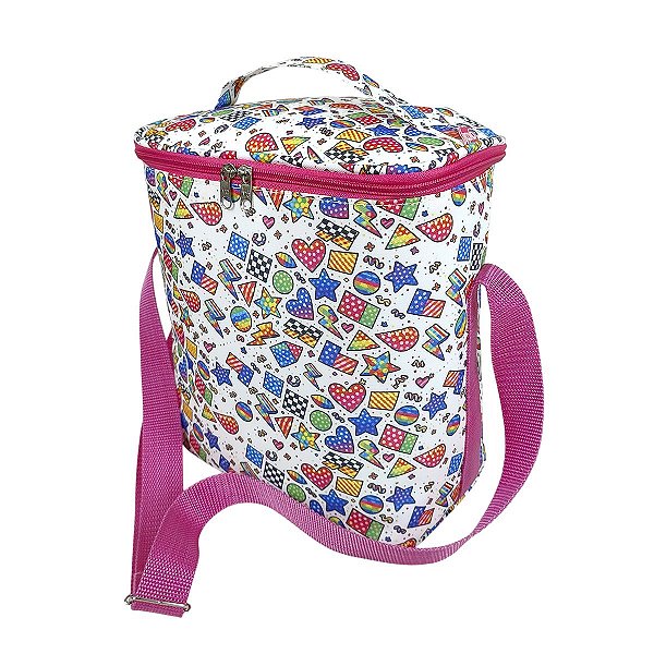 Lancheira Térmica 6L Formas Geométricas Rosa