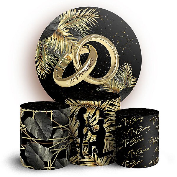 Capas Painel Redondo e Trio Cilindro Sublimado - Casamento