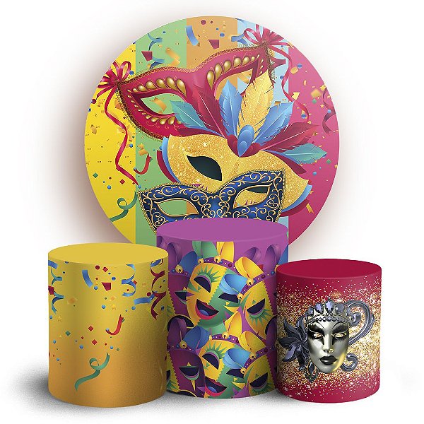 Capas Painel Redondo e Trio Cilindro Sublimado - Carnaval