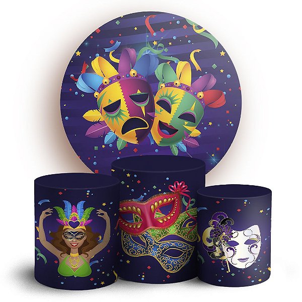 Capas Painel Redondo e Trio Cilindro Sublimado - Carnaval