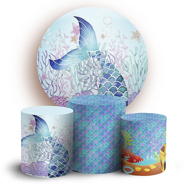 Capas Painel Redondo e Trio Cilindro Sublimado - Calda de Sereia