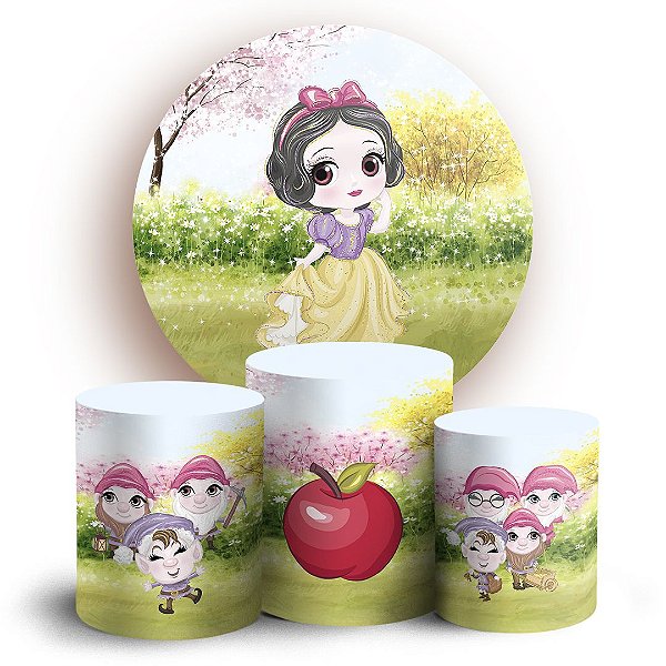 Capas Painel Redondo e Trio Cilindro Sublimado - Branca de Neve