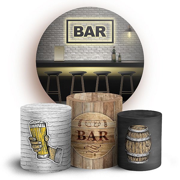 Capas Painel Redondo e Trio Cilindro Sublimado - Boteco