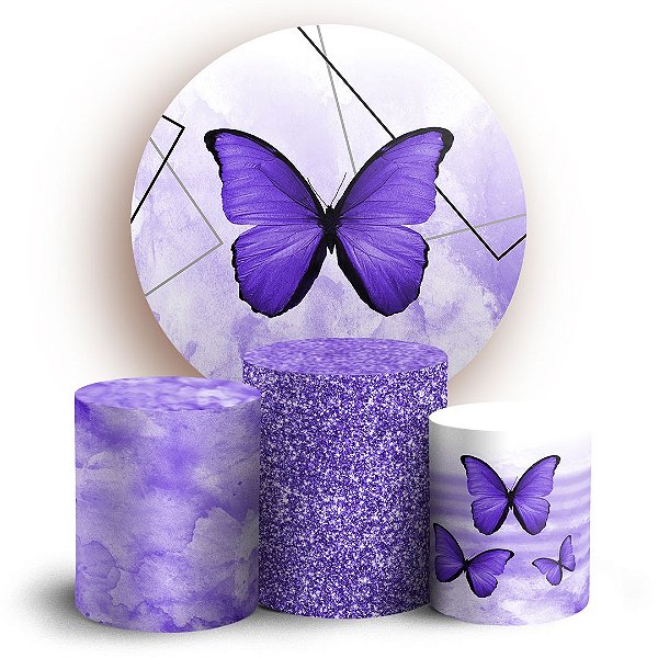 Capas Painel Redondo e Trio Cilindro Sublimado - Borboleta