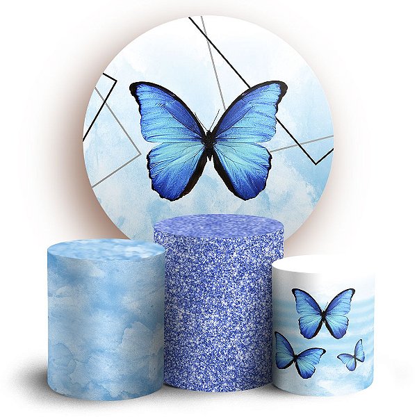 Capas Painel Redondo e Trio Cilindro Sublimado - Borboleta
