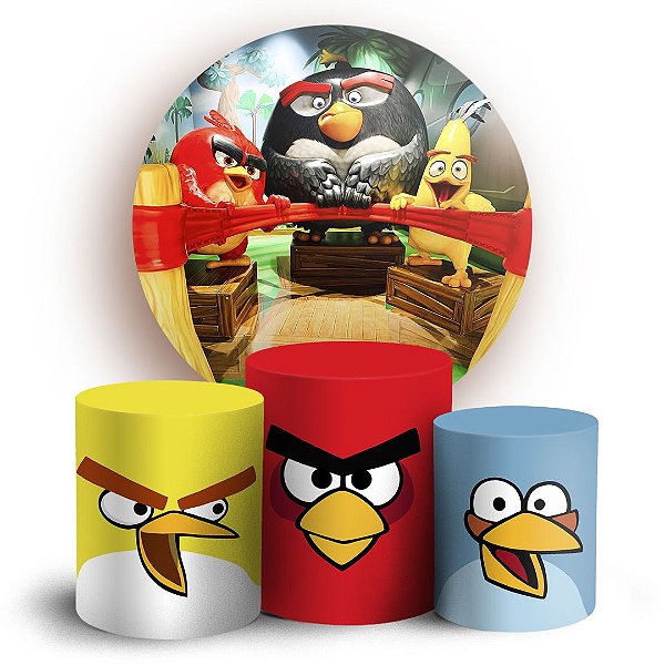 Capas Painel Redondo e Trio Cilindro Sublimado - Angry Birds