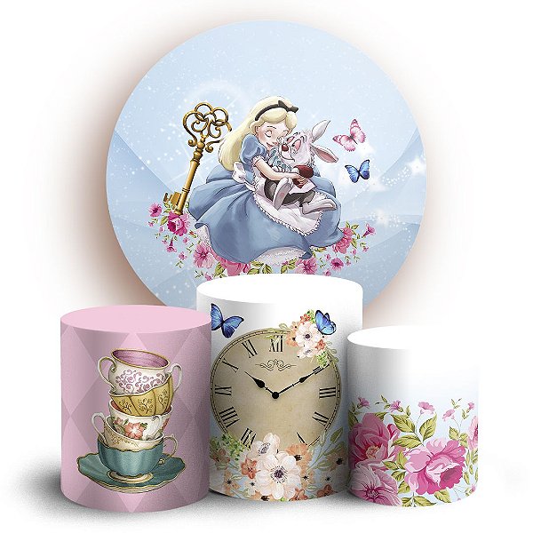 Capas Painel Redondo e Trio Cilindro Sublimado - Alice