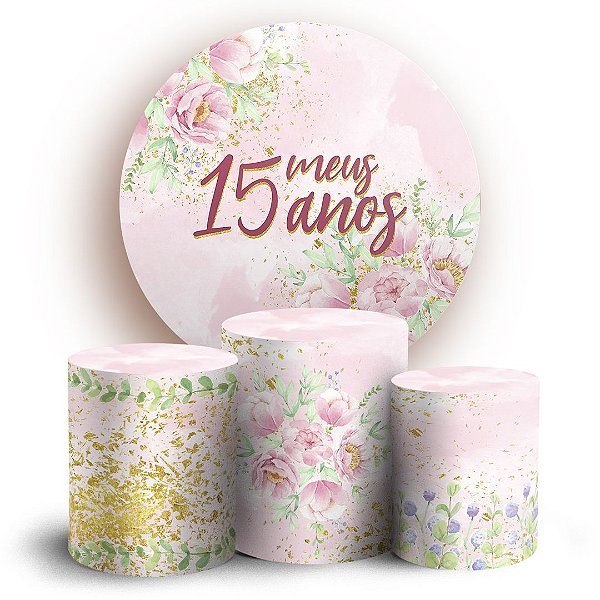 Capas Painel Redondo e Trio Cilindro Sublimado - 15 Anos