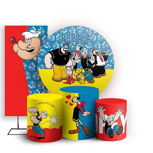 Capas Painel Redondo Trio Cilindro e Faixa Lateral Sublimado - Popeye