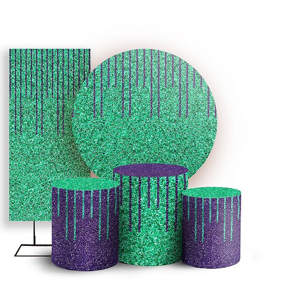 Capas Painel Redondo Trio Cilindro e Faixa Lateral Sublimado - Glitter