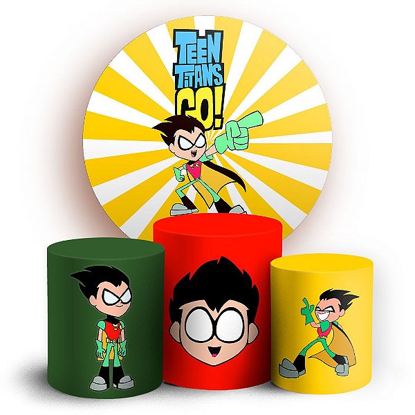 Capas Painel Redondo e Trio Cilindro Sublimado - Teen Titans