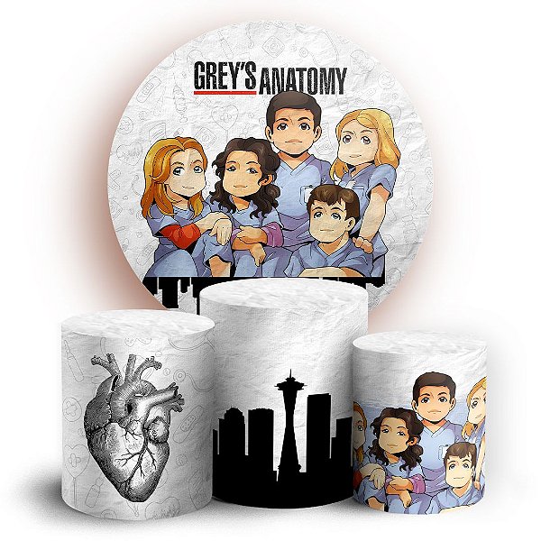 Capas Painel Redondo e Trio Cilindro Sublimado -  Grey's Anatomy