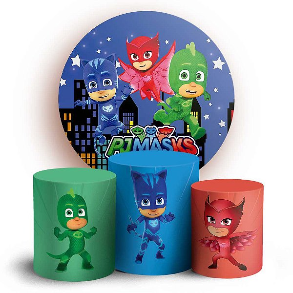 Capas Painel Redondo e Trio Cilindro Sublimado - PJ Mask