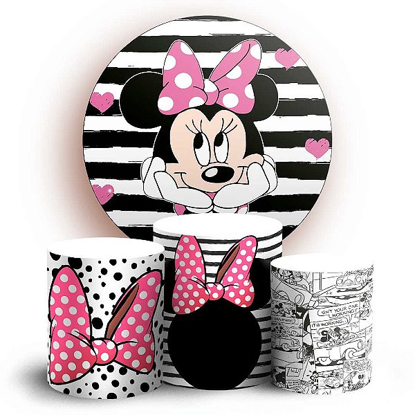 Capas Painel Redondo e Trio Cilindro Sublimado - Minnie