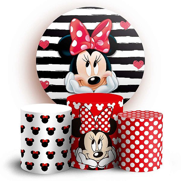 Capas Painel Redondo e Trio Cilindro Sublimado - Minnie